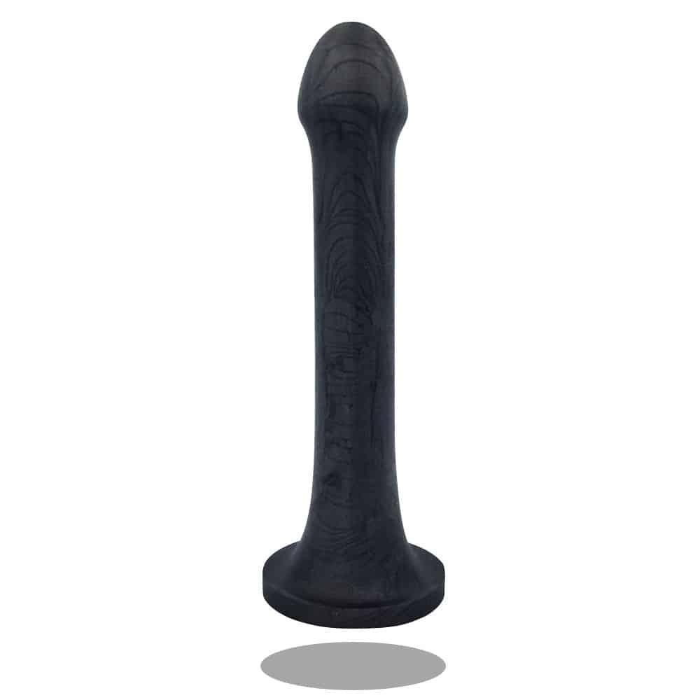 Handgefertigter schwarzer AquaFlex Deluxe Silikondildo mit glatter Oberfläche, hergestellt in Österreich
