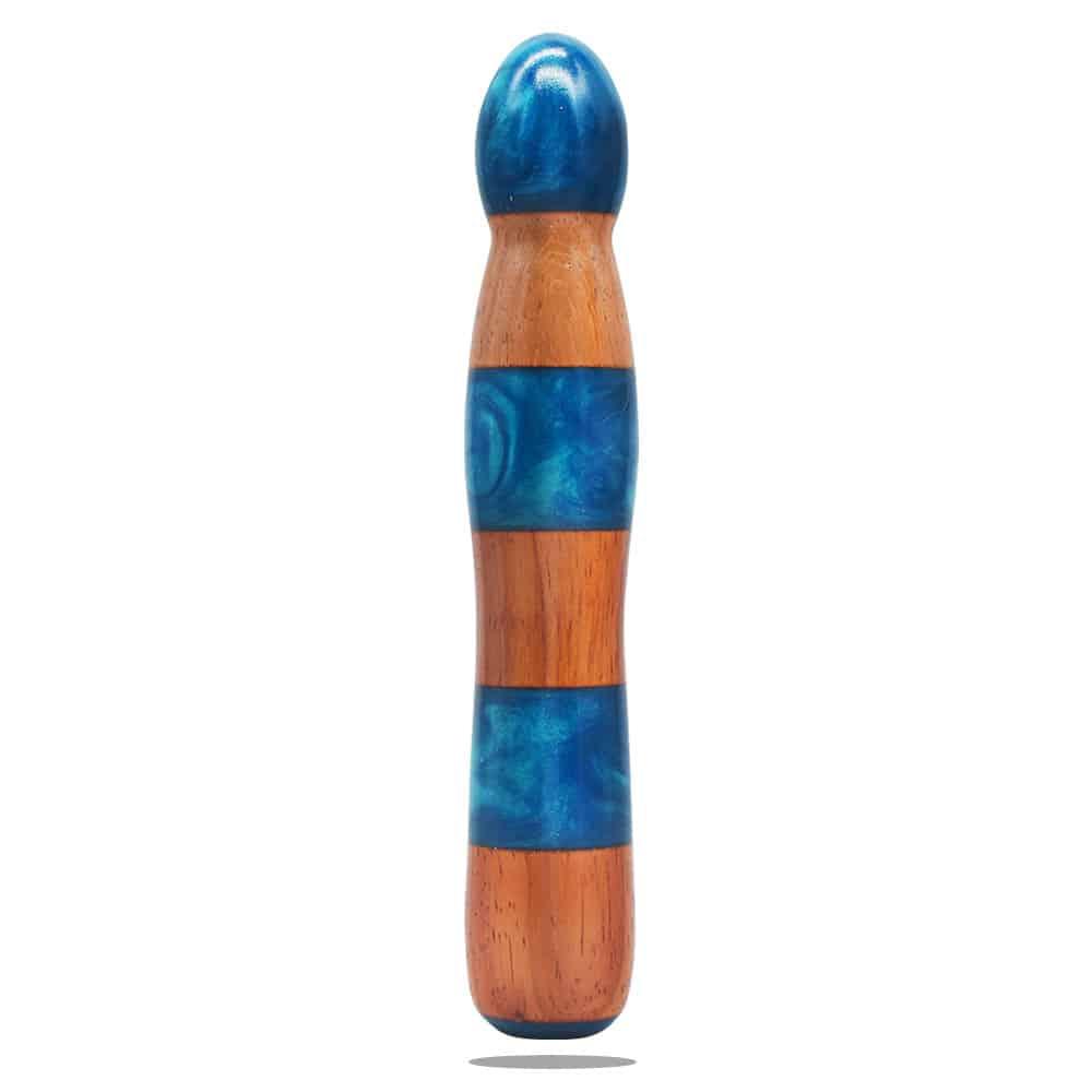 Gendoras Eleganza Pro Padouk-Epoxid-Dildo in Blau – sinnlicher Padouk-Holzdildo Handgefertigt in Österreich